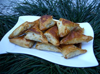 Triangles croustillants aux crevettes et chèvre